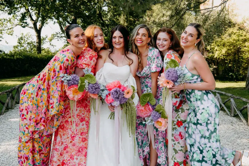 Mismatched Bridesmaids Dresses in a Neutral Palette