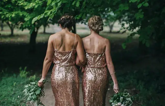 Rose Gold & Pink Metallic Bridesmaid Dresses